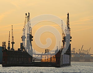 Empty floating dock