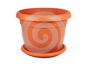 Empty flower pot with tray