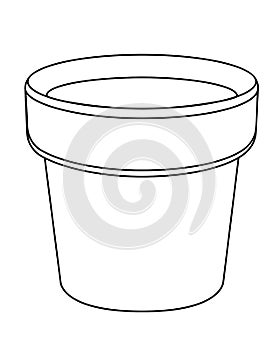 Empty flower pot - vector template. Cache-pot for indoor plants - a subject for gardening - a vector linear drawing for coloring.