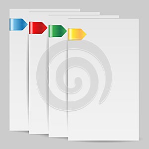 Empty folias of paper with the coloured book-mark