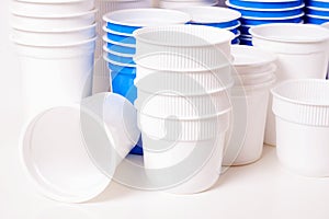 Empty food plastic glasses