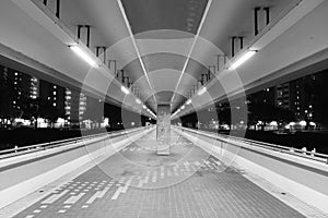 Empty foot bridge and pedestrian walkway