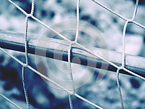 Empty football playground in winter