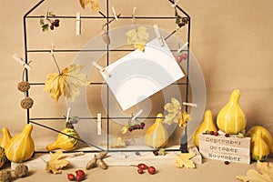 Empty frame with autumn composition