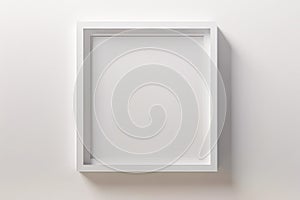 Empty frame mockup on empty neutral wall background.