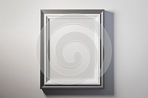 Empty frame mockup on empty neutral wall background.