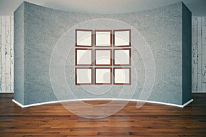 Empty frames organized into square