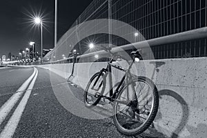 Empty Freeway and Bicycle At Night Road