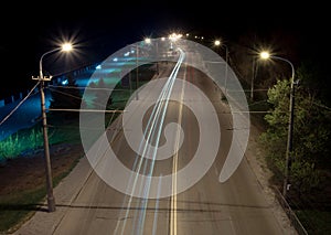 Empty freeway at night