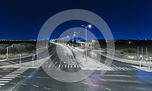 Empty freeway at night