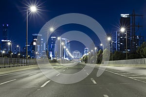 Empty Freeway At Night And Tel Aviv in Background