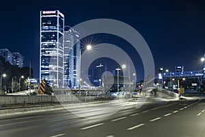 Empty Freeway At Night And Tel Aviv in Background