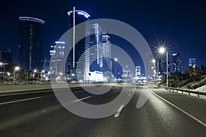 Empty Freeway At Night And Tel Aviv in Background