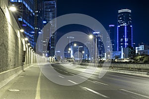 Empty Freeway At Night And Tel Aviv in Background