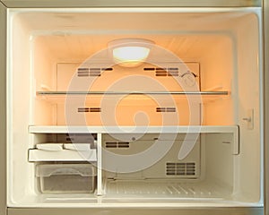 Empty freezer of refrigerator photo