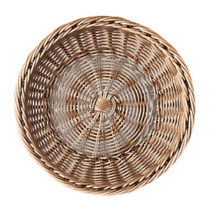 Empty fruit wicker basket bowl isolated