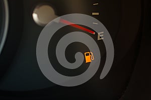 Fuel indicator at empty position