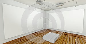 Empty Gallery, Hall with Frames