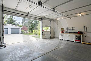 Empty garage interior in American house