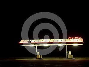 Empty Gas Station at Night