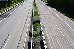 empty German Autobahn with bad ground