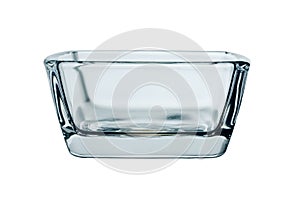 Empty glass baking pan. Isolated on white background