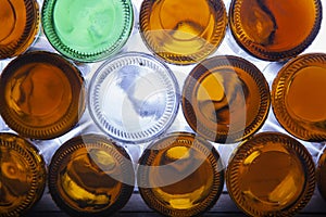 Empty glass beer bottles