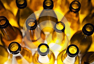 Empty glass beer bottles