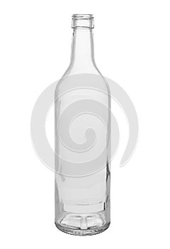 Empty glass bottle for alcohol. Isolated on a white background