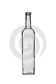 The empty glass bottle isolated on a white background