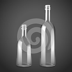 Empty glass bottle set