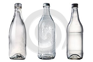 Empty Glass Bottles Isolated On Empty Background - Generative AI