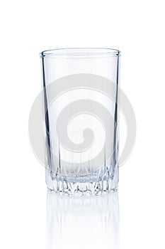 Empty glass close up isolated on white background