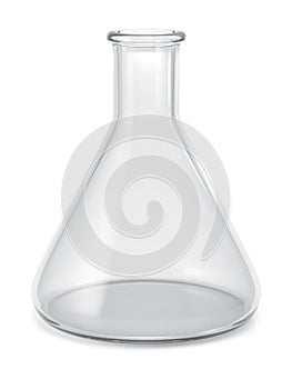 Empty glass conical erlenmeyer flask