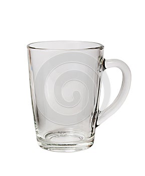 Empty glass cup isolated on white