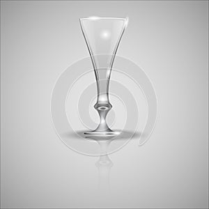 Empty glass cup on mirror Vector illustration