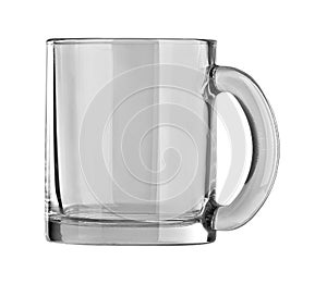 An empty glass cup for tea isolated on white background