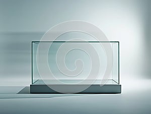 Empty Glass Display Case on Neutral Background