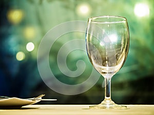 Empty glass on elegance dinner table set