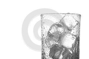 Empty glass with ice cubes isolate on white background