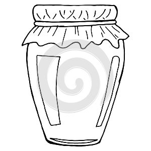 Empty glass jar. Vector illustration of a glass jar. Hand drawn empty jar