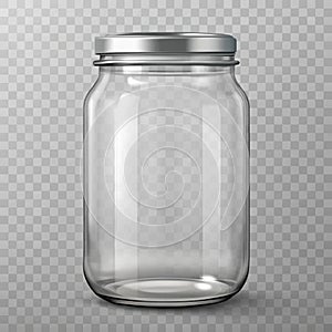 Empty glass jar isolated on transparent background