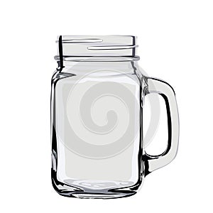 Empty glass jar isolated on white background.