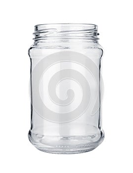 Empty glass jar isolated photo