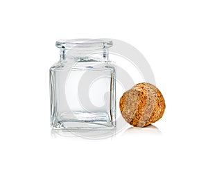 Empty glass jar isolated on a white background