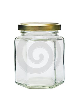 Empty glass jar with metal lid