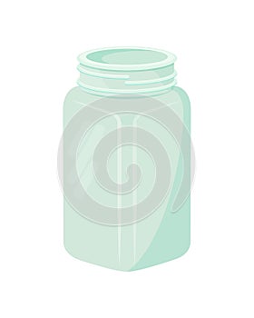 Empty Glass Jar Mug Isolated on White Background