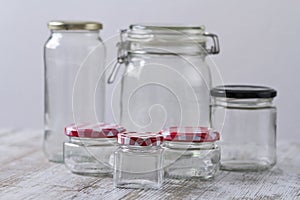 Empty glass jars photo