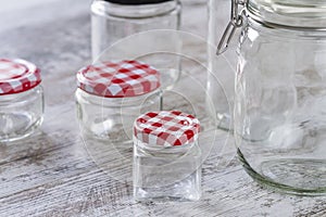 Empty glass jars photo