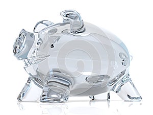 Empty glass piggy bank. 3D